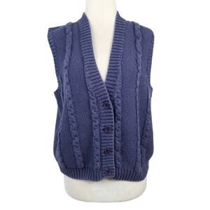 Vintage 90s Hunts' Point Navy Blue Cardigan Sweater Vest M